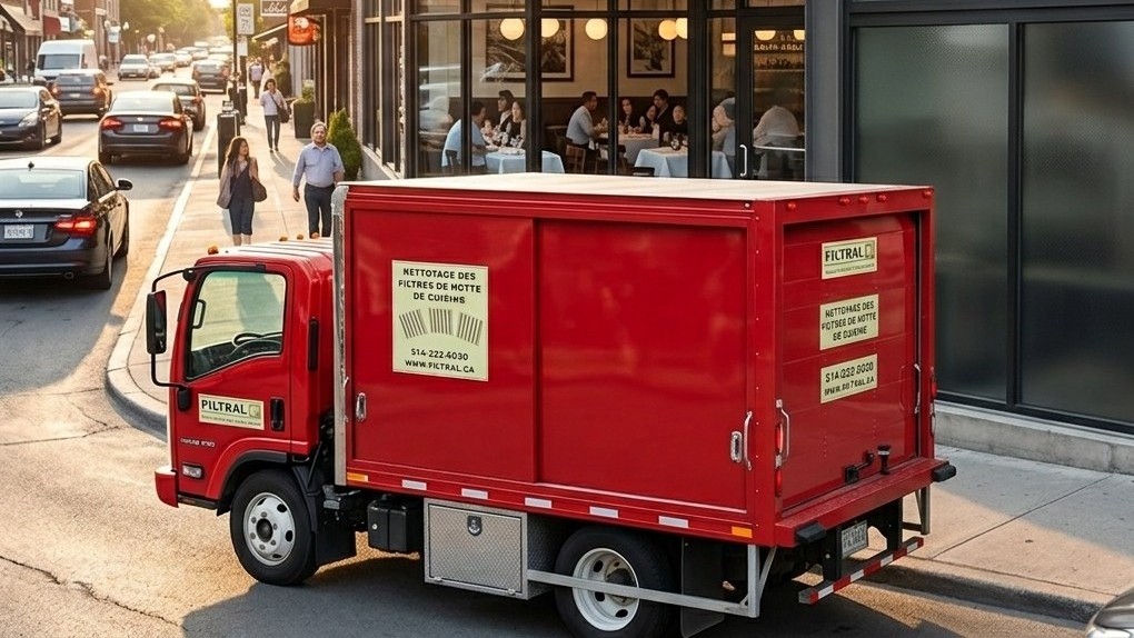 Camion Filtral devant un restaurant